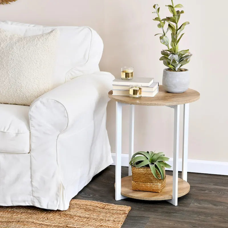 Table d'appoint avec étagère de rangement