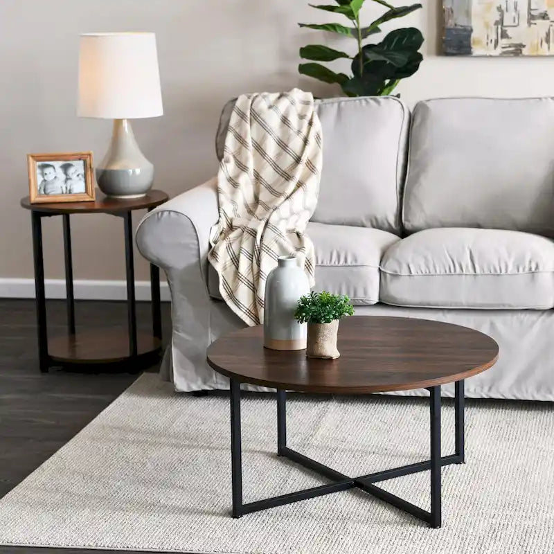 Table d'appoint avec étagère de rangement