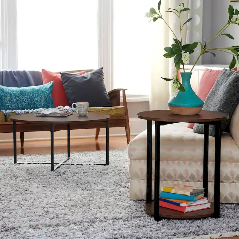 Table d'appoint avec étagère de rangement