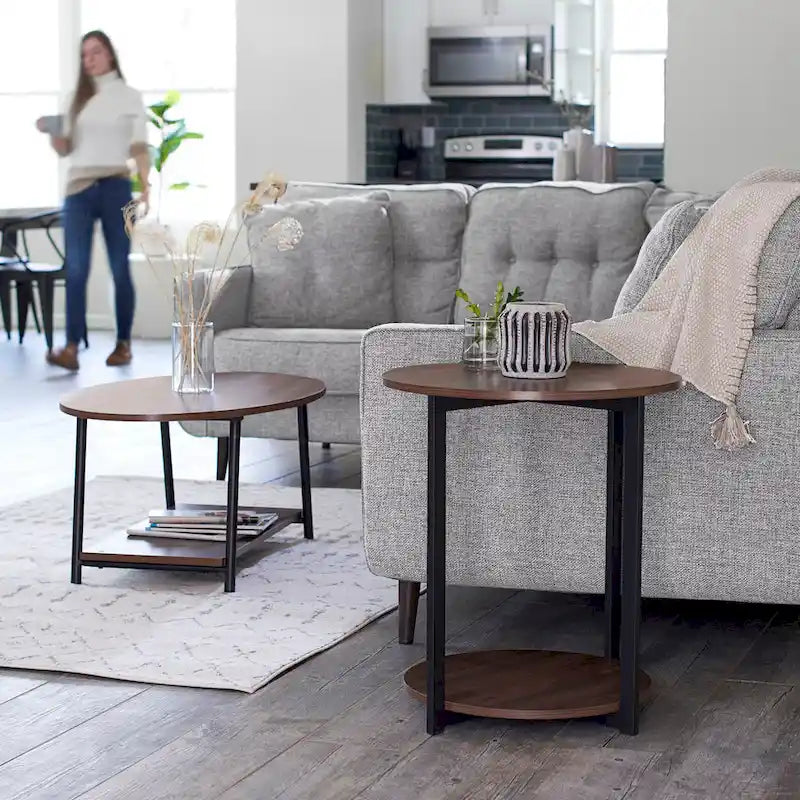 Table d'appoint avec étagère de rangement