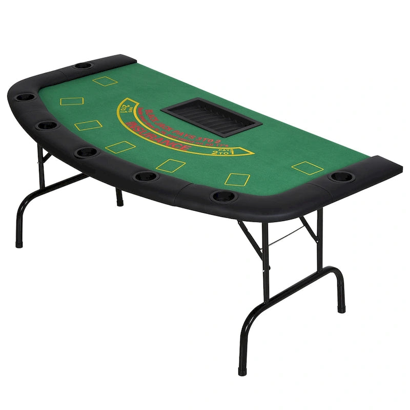 Table de poker demi-lune pliable pour 7 joueurs de 72 po - Bleu/Noir