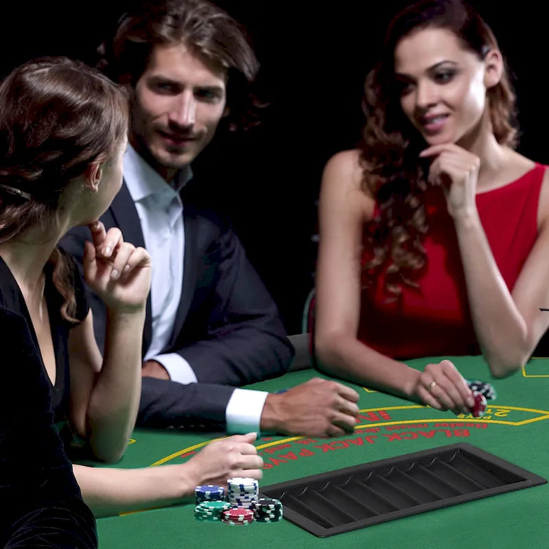 Table de poker demi-lune pliable pour 7 joueurs de 72 po - Bleu/Noir