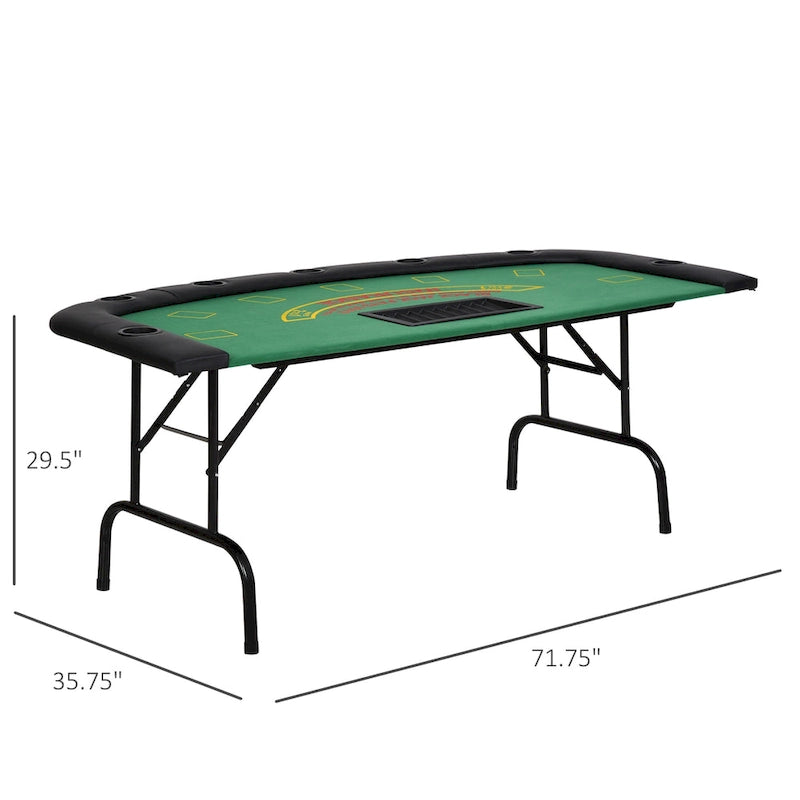 Table de poker demi-lune pliable pour 7 joueurs de 72 po - Bleu/Noir