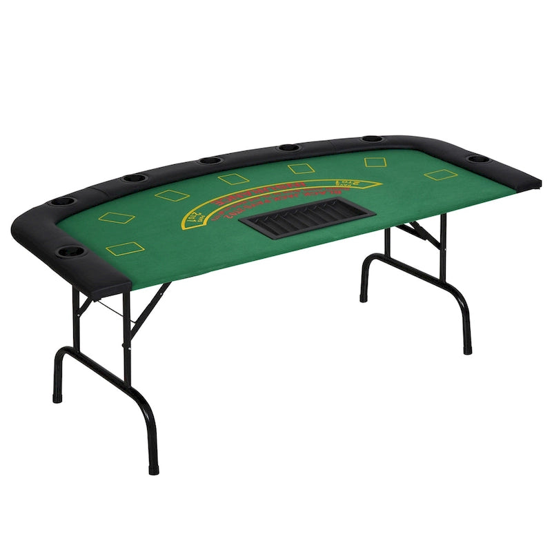 Table de poker demi-lune pliable pour 7 joueurs de 72 po - Bleu/Noir