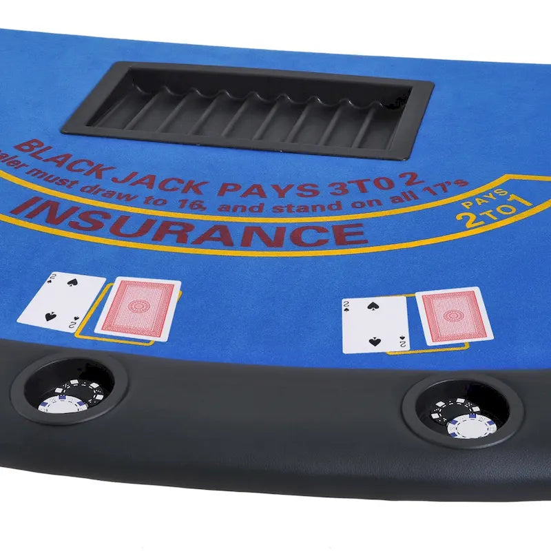 Table de poker demi-lune pliable pour 7 joueurs de 72 po - Bleu/Noir