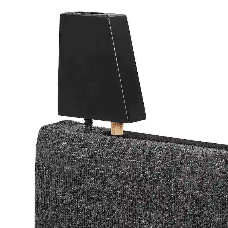 Lit plateforme à panneaux rembourrés gris foncé haut