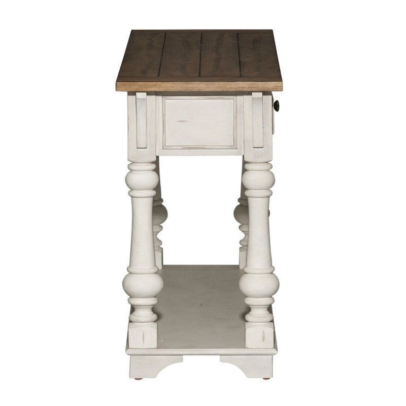 Table de canapé à accents tabac brossé en fil de fer blanc antique
