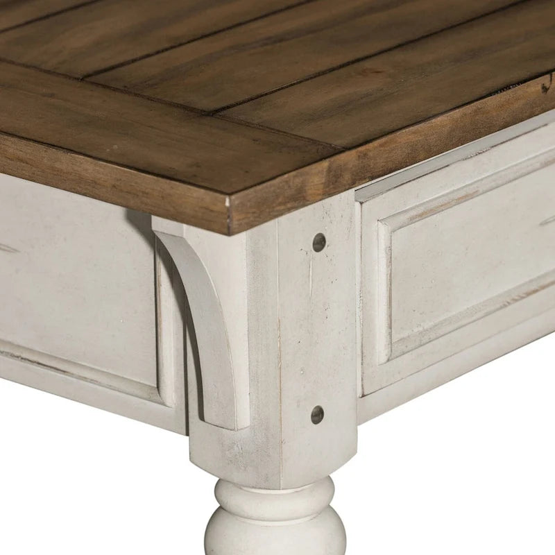 Table de canapé à accents tabac brossé en fil de fer blanc antique