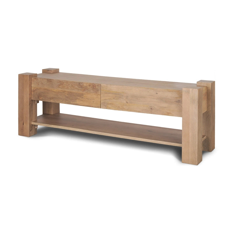 Beth Light Brown Wood Media Console - 70.0L x 20.0W x 24.0H