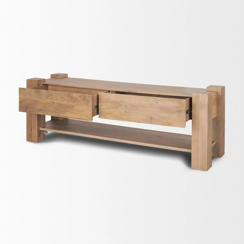 Meuble TV en bois brun clair - 70x20x24