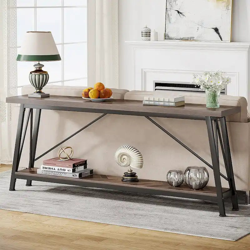Console de canapé industrielle en bois pour entrée ou couloir