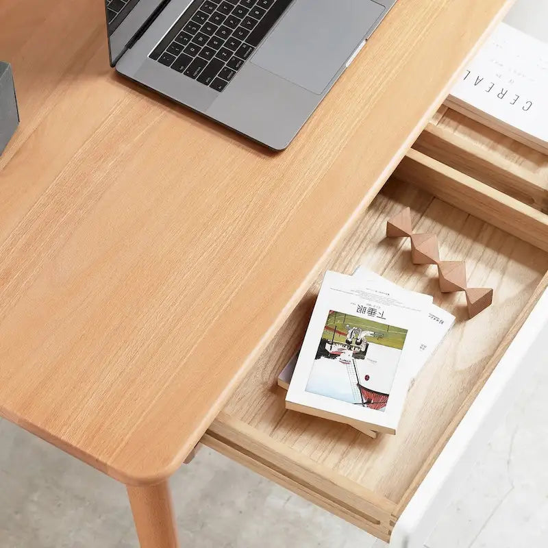 Bureau informatique en bois massif de 119,4 cm avec 2 tiroirs pour bureau à domicile