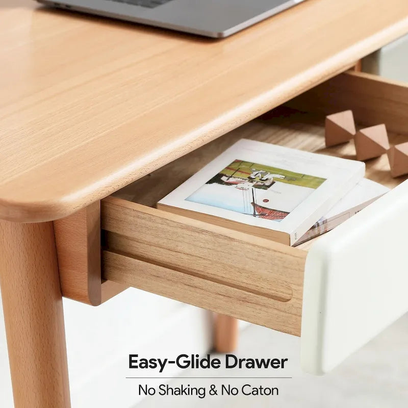 Bureau informatique en bois massif de 119,4 cm avec 2 tiroirs pour bureau à domicile