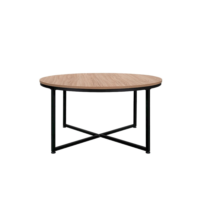 Table basse moderne ronde en métal et en bois