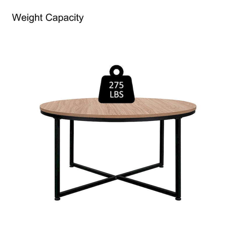 Table basse moderne ronde en métal et en bois