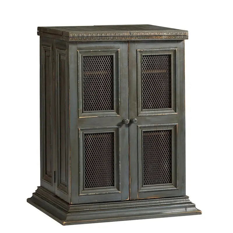 Meuble de bar gris ardoise avec porte-bouteilles et rangement pour verres