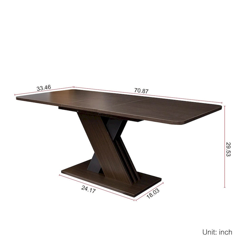 Console extensible de salle à manger avec piètement en X