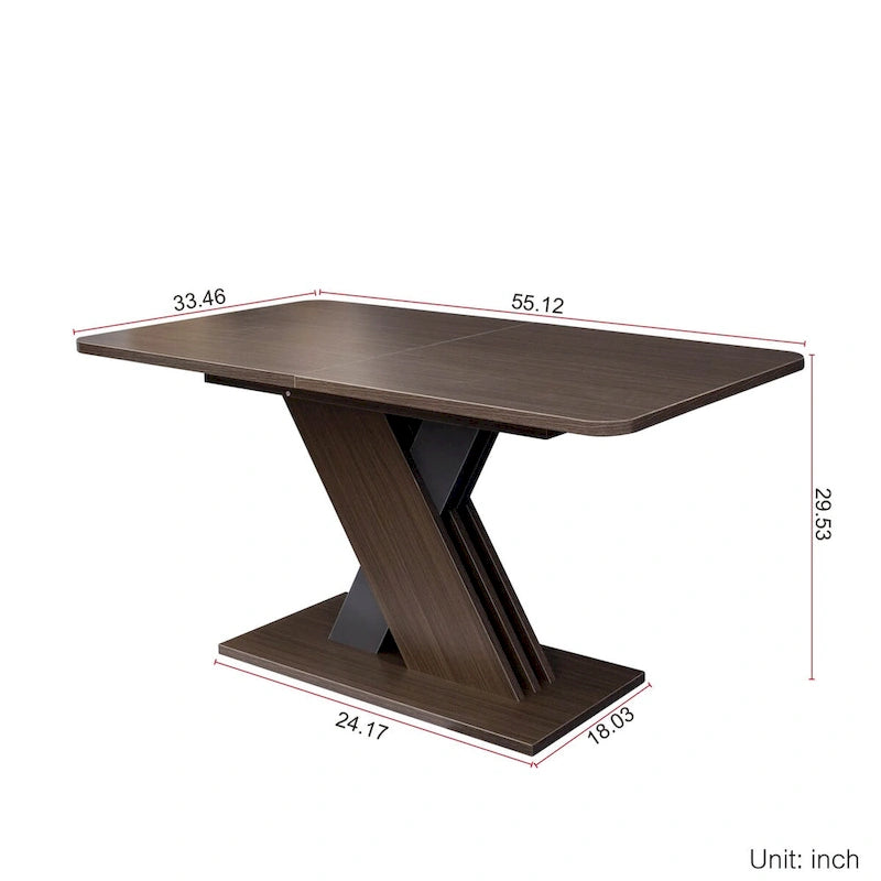 Console extensible de salle à manger avec piètement en X