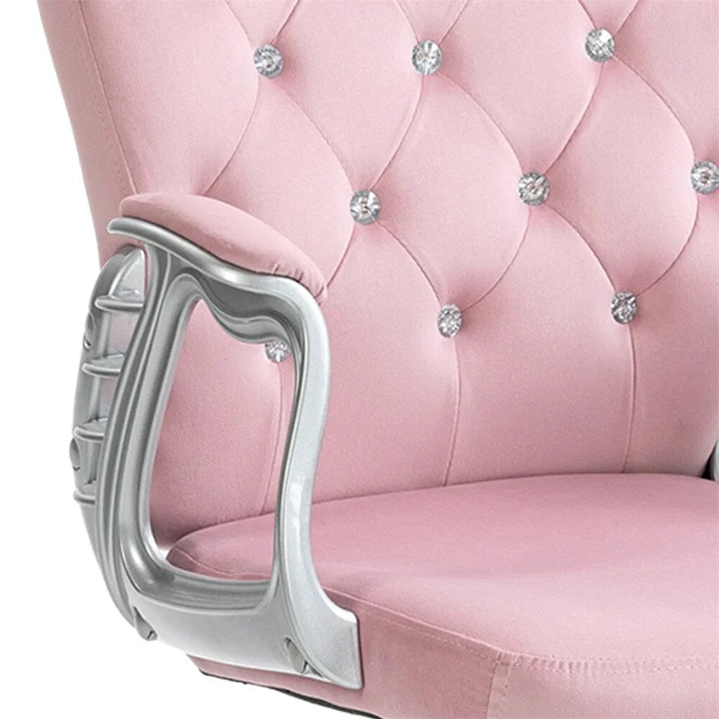 Chaise de bureau à domicile réglable en hauteur en velours avec accoudoirs rembourrés et roulettes