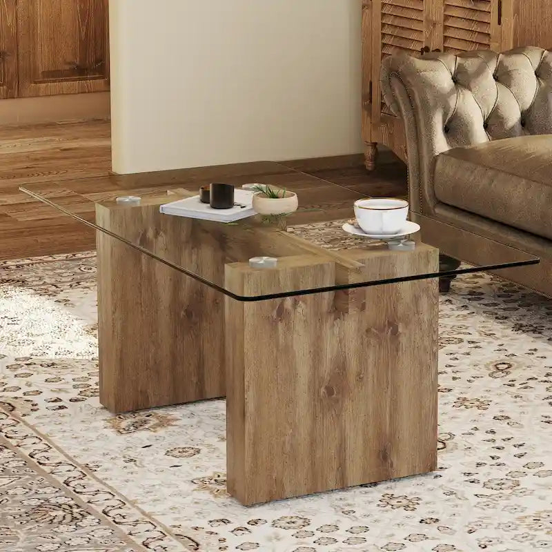 Table basse moderne minimaliste en verre trempé