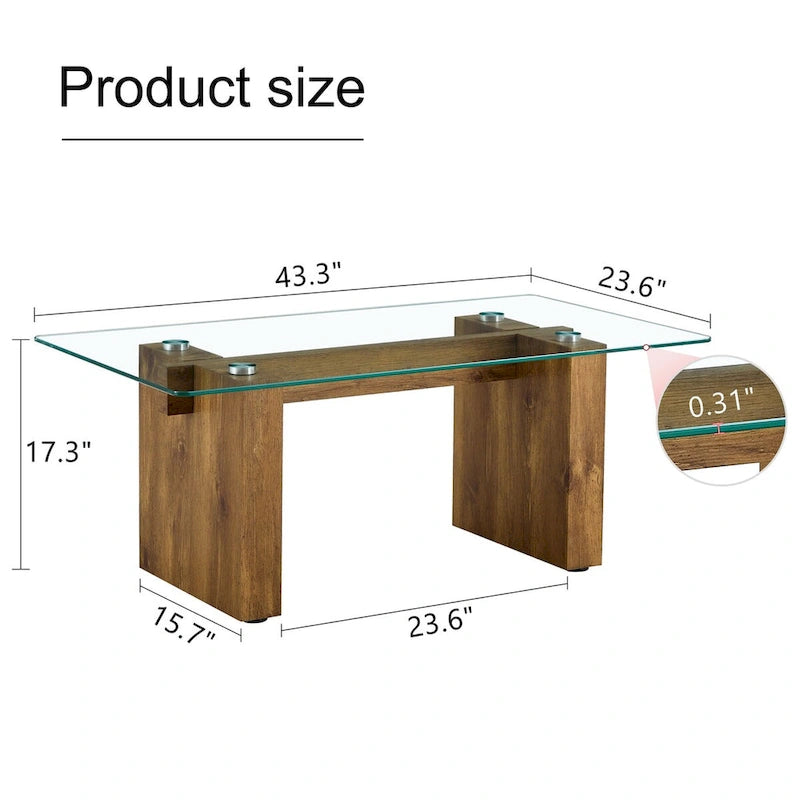 Table basse moderne minimaliste en verre trempé