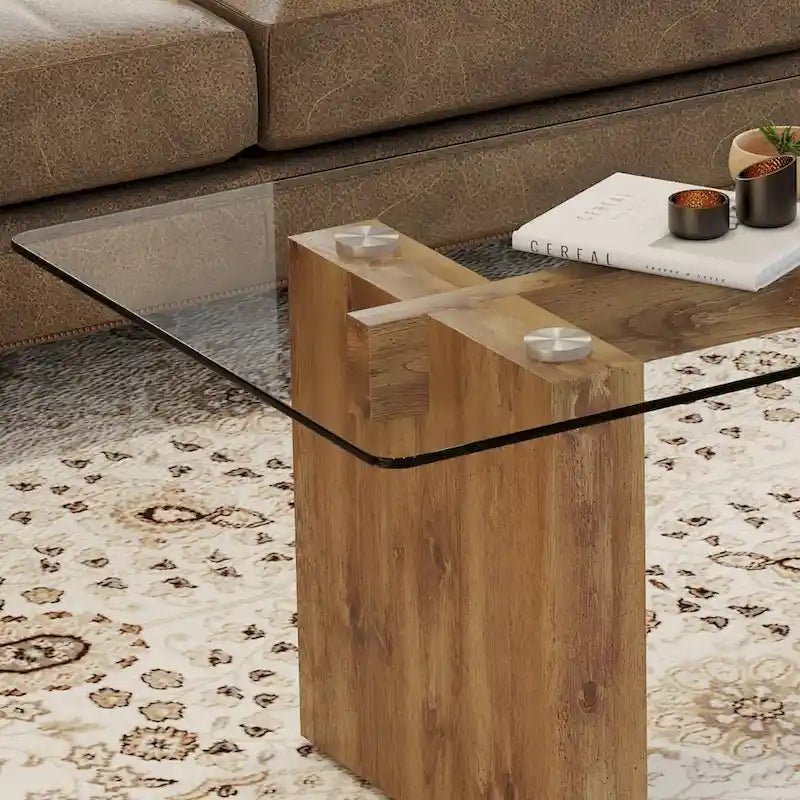 Table basse moderne minimaliste en verre trempé