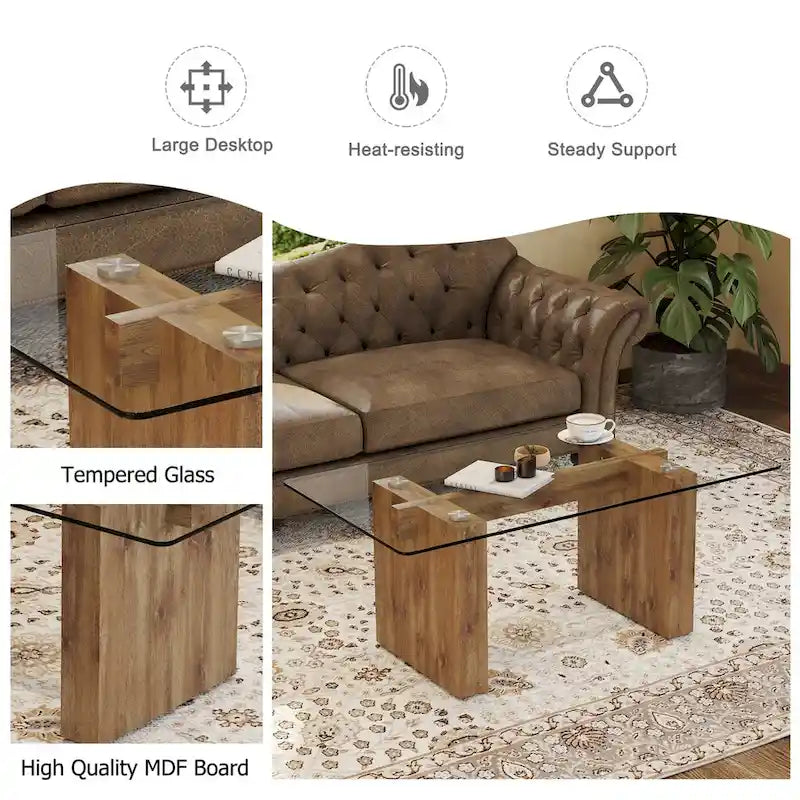 Table basse moderne minimaliste en verre trempé
