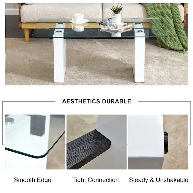 Table basse moderne minimaliste en verre trempé