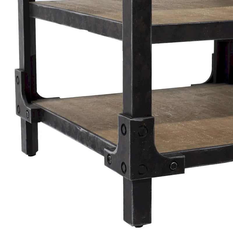 Table d'appoint/de chevet/de bout 2 étagères en bois – Marron
