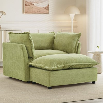 GDFStudio Becky Modern 47 Armchair Sofa with Movable Ottoman