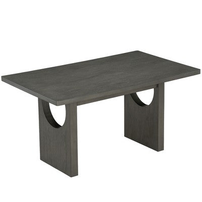 7-Piece Retro Dining Set, 1 Rectangular Table with Designed Trestle Base and 6 Upholstered Chairs - ModernLuxe