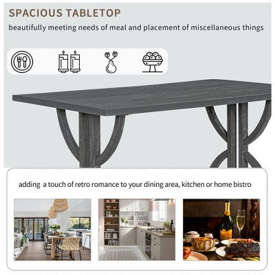 Farmhouse Dining Set for 4, Rectangular Kitchen Table Set with 4 Upholstered Chairs and Bench