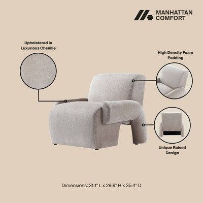 Manhattan Comfort 3pc Verandah Chenille Upholstered 112 Sofa and 2 Accent Chairs