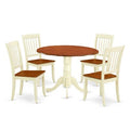 Round Dining Set 5Pc Antique Table & Chairs - 42 Inch Round Table, Vertical Slatted Design