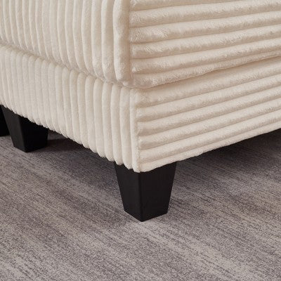GDFStudio Siesta 42 Modern Corduroy Chair with Ottoman and Hidden Swivel Table