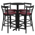 Flash Furniture 24 Round Laminate Table Set with X-Base and 4 Two-Slat Ladder Back Metal Barstools