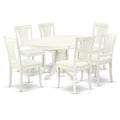 Oval Dining Set 7Pc - 42/60 Inch Table w/ Leaf & 6 Chairs - Modern Farmhouse Style