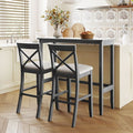 GDFStudio Varo Farmhouse Rectangular Acacia Wood Bar Height Dining Set with Upholstered Chairs