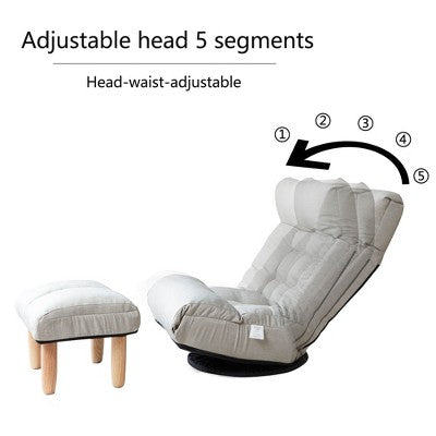 GDFStudio Sharp Swivel Floor Chair, Adjustable Upholstered Reclining with Ottoman