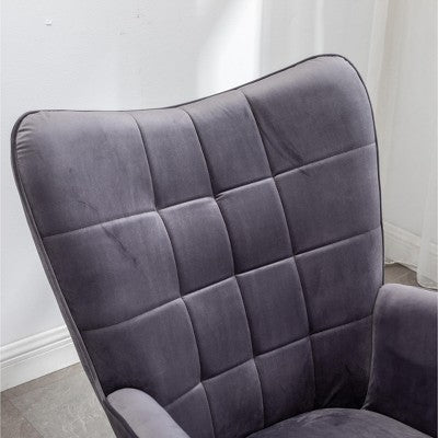 GDFStudio Valda Contemporary Velvet Tufted Accent Chair and Ottoman Set with Wingback