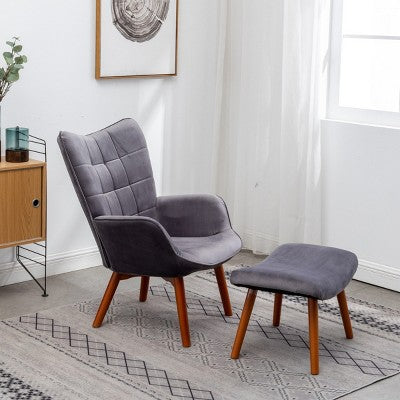 Modern Tufted Accent Chair with Ottoman, Upholstered Wingback Arm Chair for Living Room, Reading Chair for Bedroom or Apartment-Panipeachy