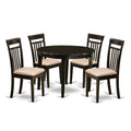 5-Piece Round Cappuccino Finish Solid Wood Top Dining Table with 4-Chairs with