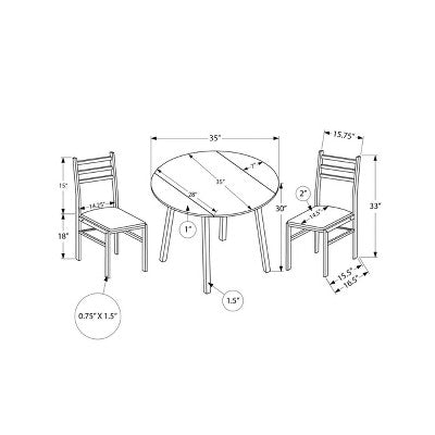 Homy Casa 3-Piece Drop-Leaf Dining Table Set with 2 Chairs  Space-Saving Kitchen Furniture