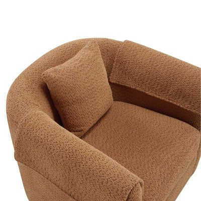 Swivel Accent Chair with Ottoman Set, Modern Chenille Barrel Armchair with Back Pillow & 2 Armrest Covers for Living Room, Bedroom, Office