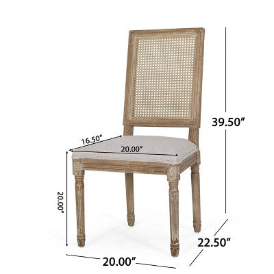 Christopher Knight Home Remuda French Country Fabric Upholstered Wood and Cane 5 Piece Circular Dining Set