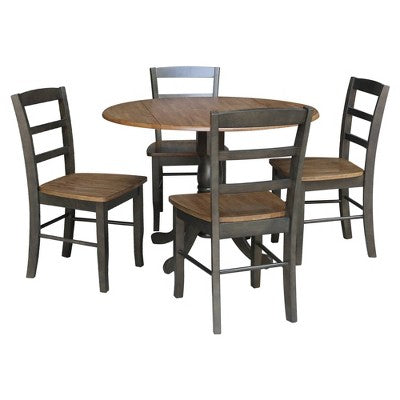 42 Albion Drop Leaf Dining Table with 4 Madrid Ladderback Chairs - International Concepts