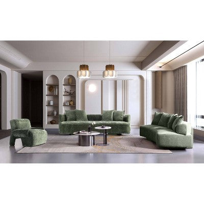 Manhattan Comfort 3pc Verandah Chenille Upholstered Sofa and Accent Chair Set