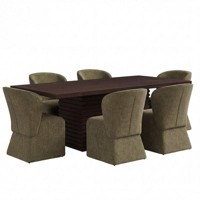 Christopher Knight Home Wichai Modern 7 Piece Wooden and Metal Dining Set with Upholstered Chairs