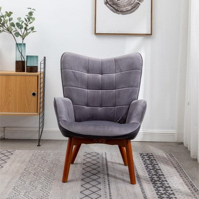 GDFStudio Valda Contemporary Velvet Tufted Accent Chair and Ottoman Set with Wingback