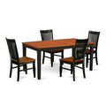 5-Piece Black and Cherry Finish Solid Wood Top - Dining Room Set - Seats 4